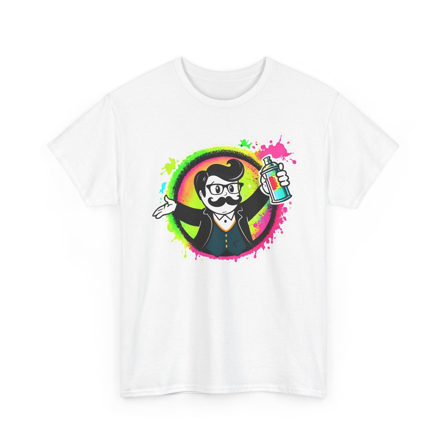 Spray Paint Artist Mascot T-Shirt — Neon Street Art Graffiti Tee