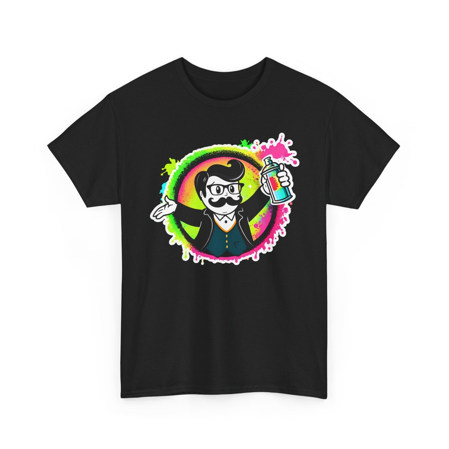 Spray Paint Artist Mascot T-Shirt — Neon Street Art Graffiti Tee