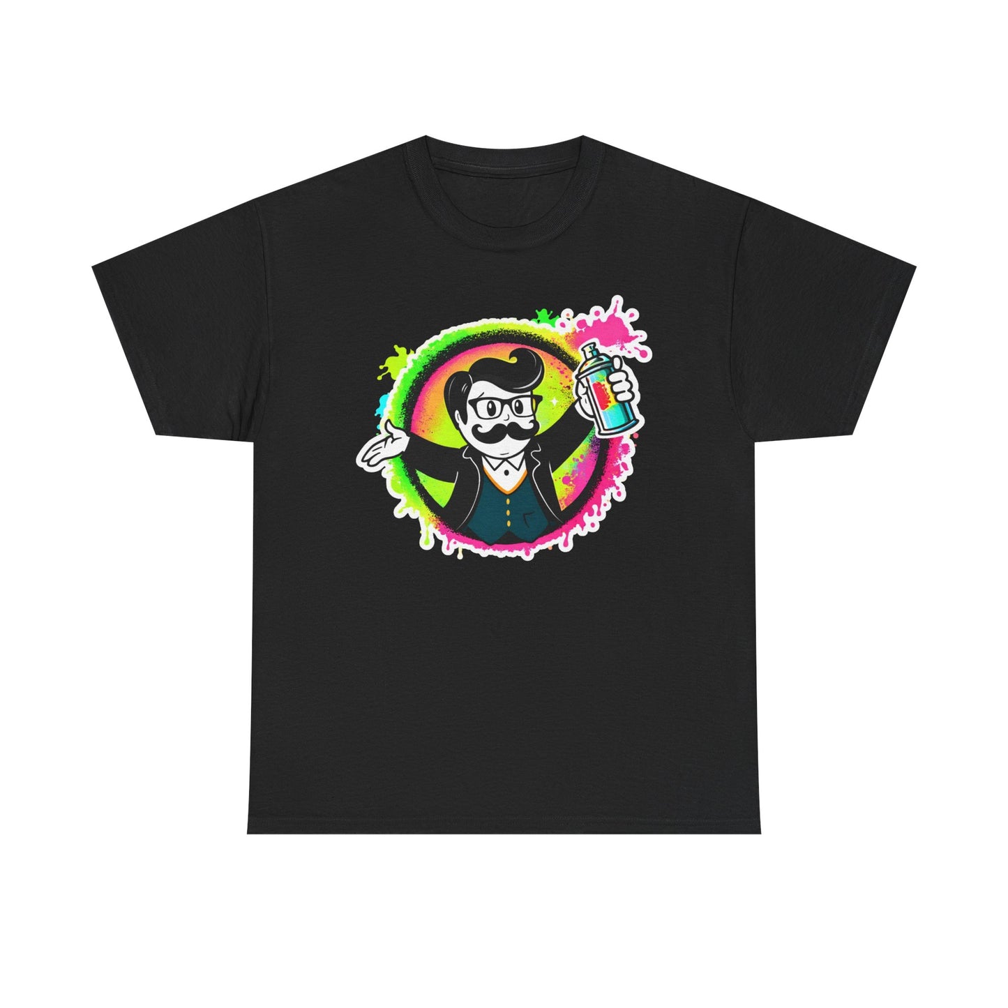 Spray Paint Artist Mascot T-Shirt — Neon Street Art Graffiti Tee